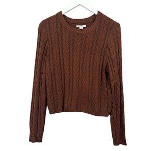 American Eagle Brown Cable Knit Cropped Sweater Size Large